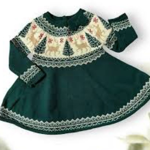 Tahari Baby Girls Fair Isle Christmas Sweater Dress & Tights | NEW/NWOT!!🎄🎄 - Picture 5 of 6